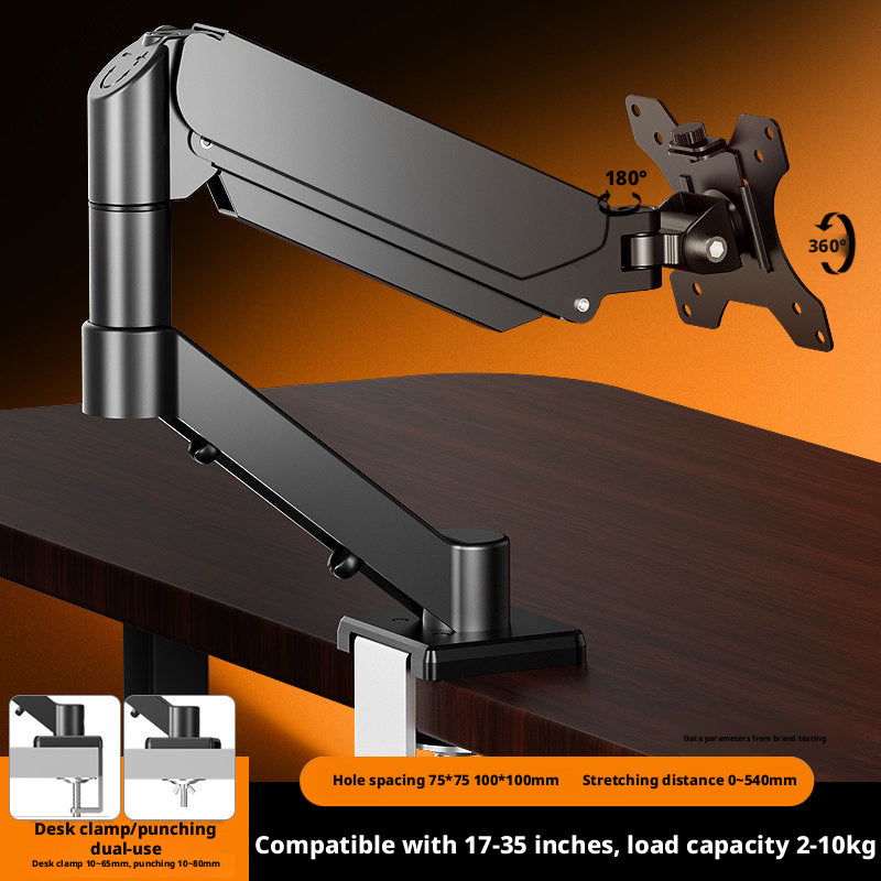 Gas Spring Monitor Arm – 17–35 Inch, 2–9 kg, 360° Swivel, Clamp & Grommet Mount