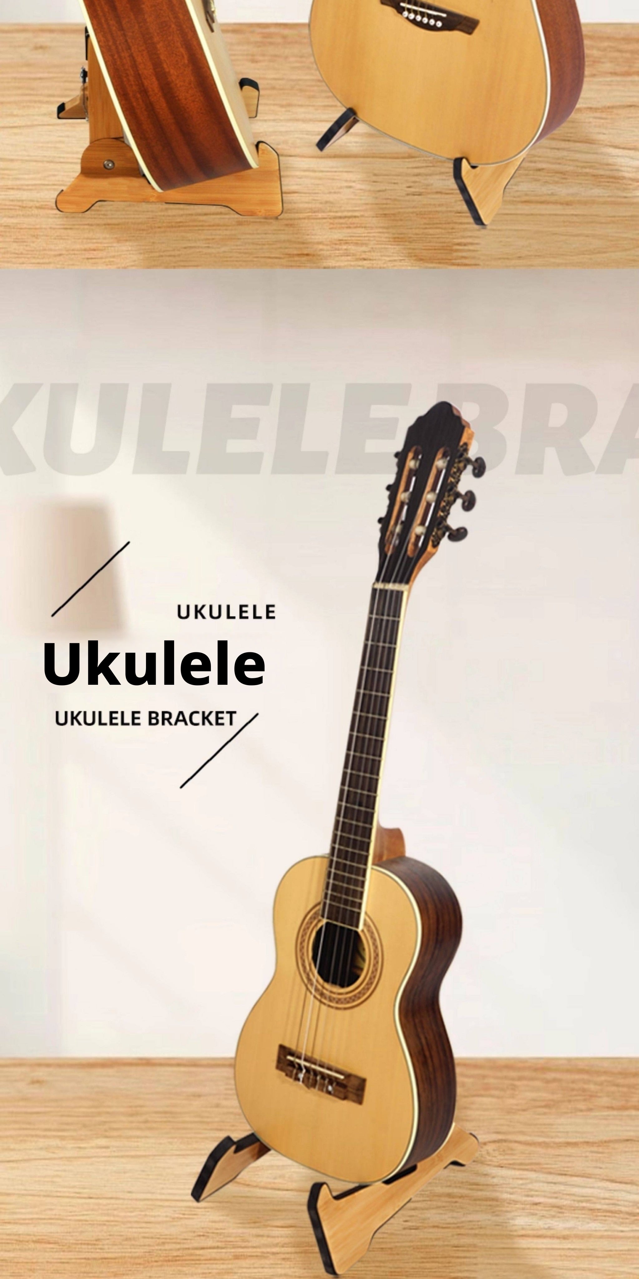 Solid Wood Foldable Guitar Stand – Bamboo A‑Frame for Guitar, Violin, Ukulele (with Footrest & Double Stand Options)