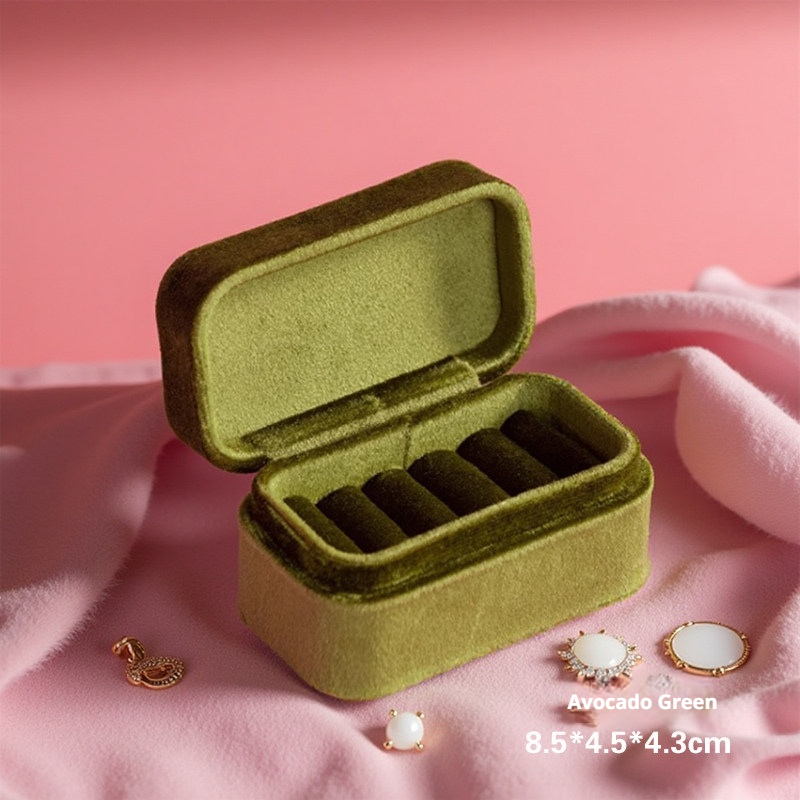Mini Velvet Ring Box – Travel Portable, Holds 5 Rings, 7 Colors
