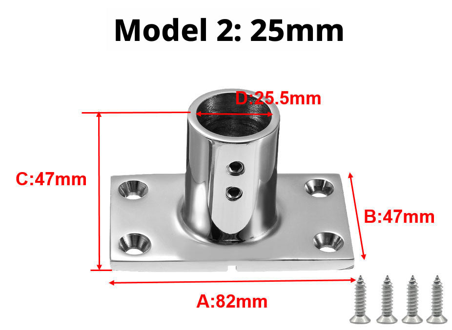 316 Stainless Steel 90-Degree Tube Flange Base – Marine Railing Stanchion Mount, 22–38mm