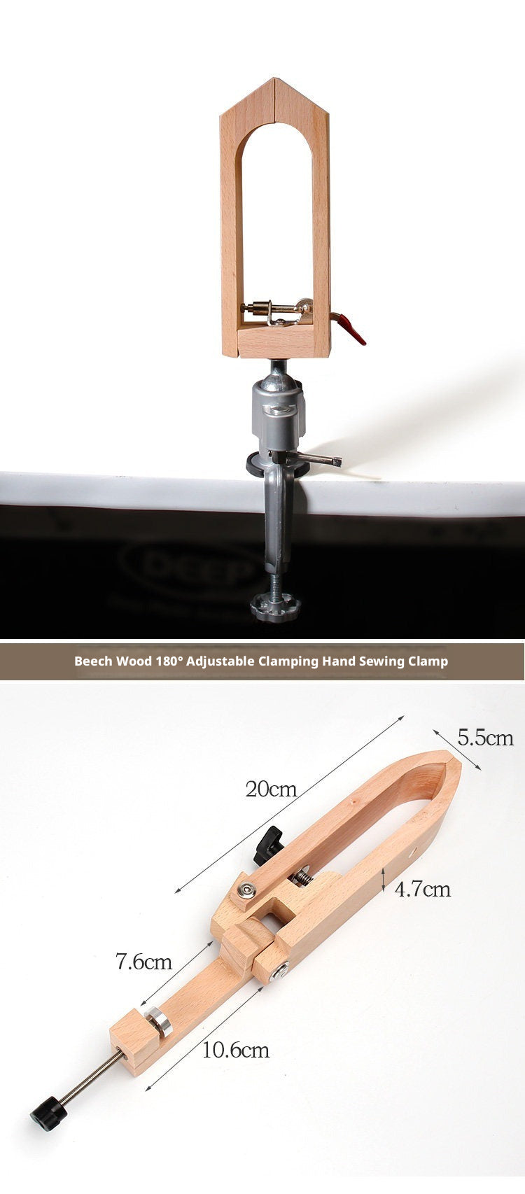 Hand‑Stitched Wood Clamp – 8 Styles for Leather Sewing (Beech/Pine, Lychee or Leather Veneer)
