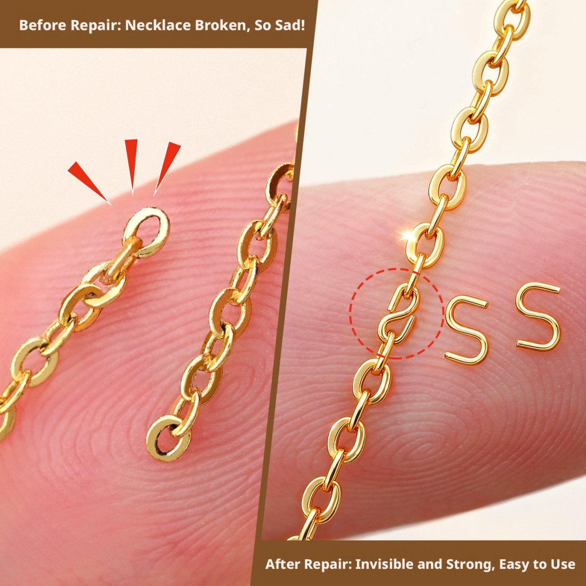 S - Type Necklace Repair Buckle – No Soldering, Invisible Fix in 5 Seconds - HomeDIYer