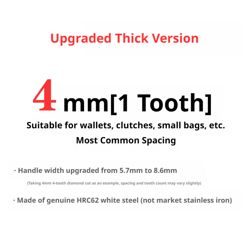 White Steel Diamond Chisel Set – 3/4/5/6mm Spacing, 1/2/4/6 Teeth for Leather Stitching