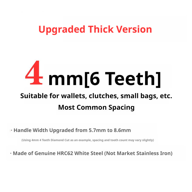 White Steel Diamond Chisel Set – 3/4/5/6mm Spacing, 1/2/4/6 Teeth for Leather Stitching