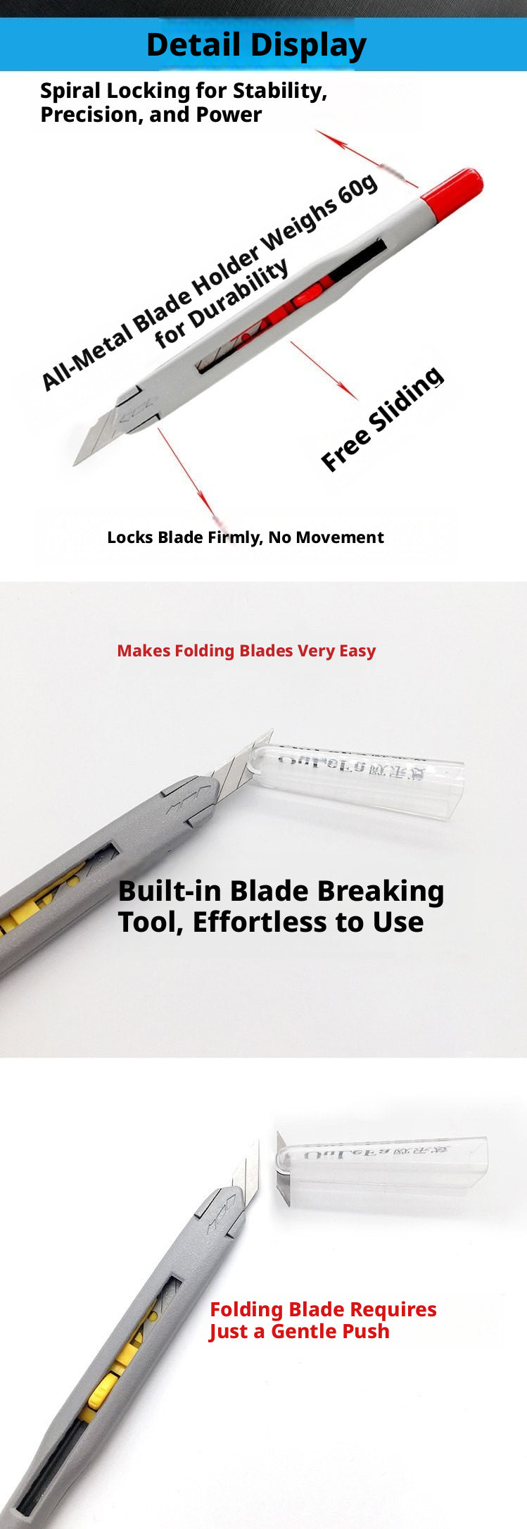 Anti‑Wobble Utility Knife for Leather Cutting – Metal Handle + 30°/60° Blades (9mm)
