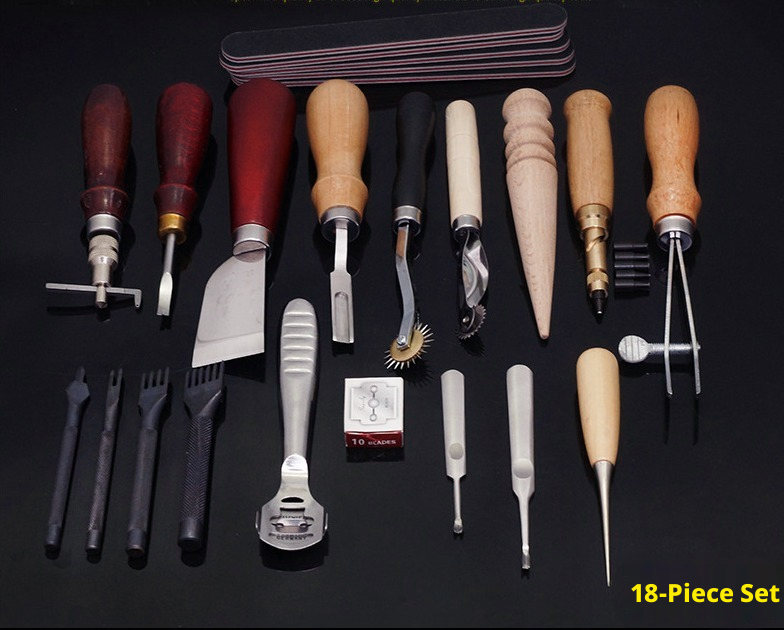 19-Piece Leather Craft Tools Kit – Hand Sewing Starter Set for Wallets, Bags & DIY Projects