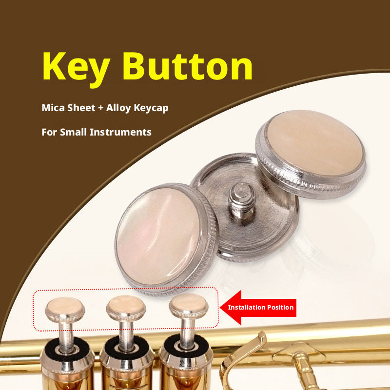 Trumpet Key Button Covers – Mica Sheet + Alloy Cap, 3.9mm Inner Diameter (Single or 3‑Pack)
