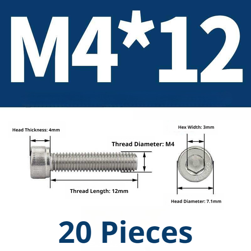 316 Stainless Steel Socket Head Cap Screws – Hex Allen Bolt, M2–M20, GB/T Standard, 4.8 Grade