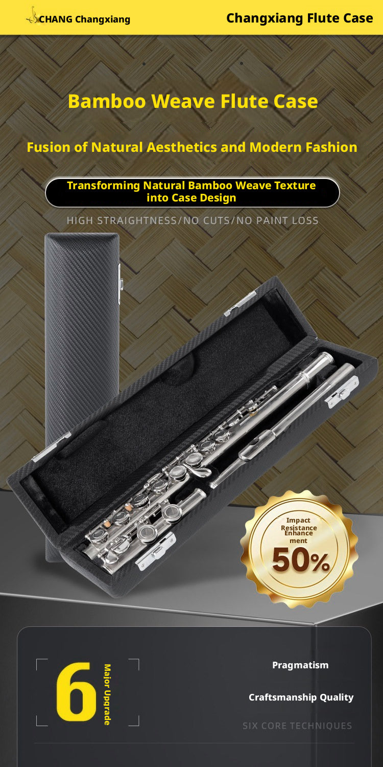 CHANG Flute Case – 16/17 Hole, Piccolo, Head Joint, Leather/Oxford, Backpack Style (Bamboo Weave)