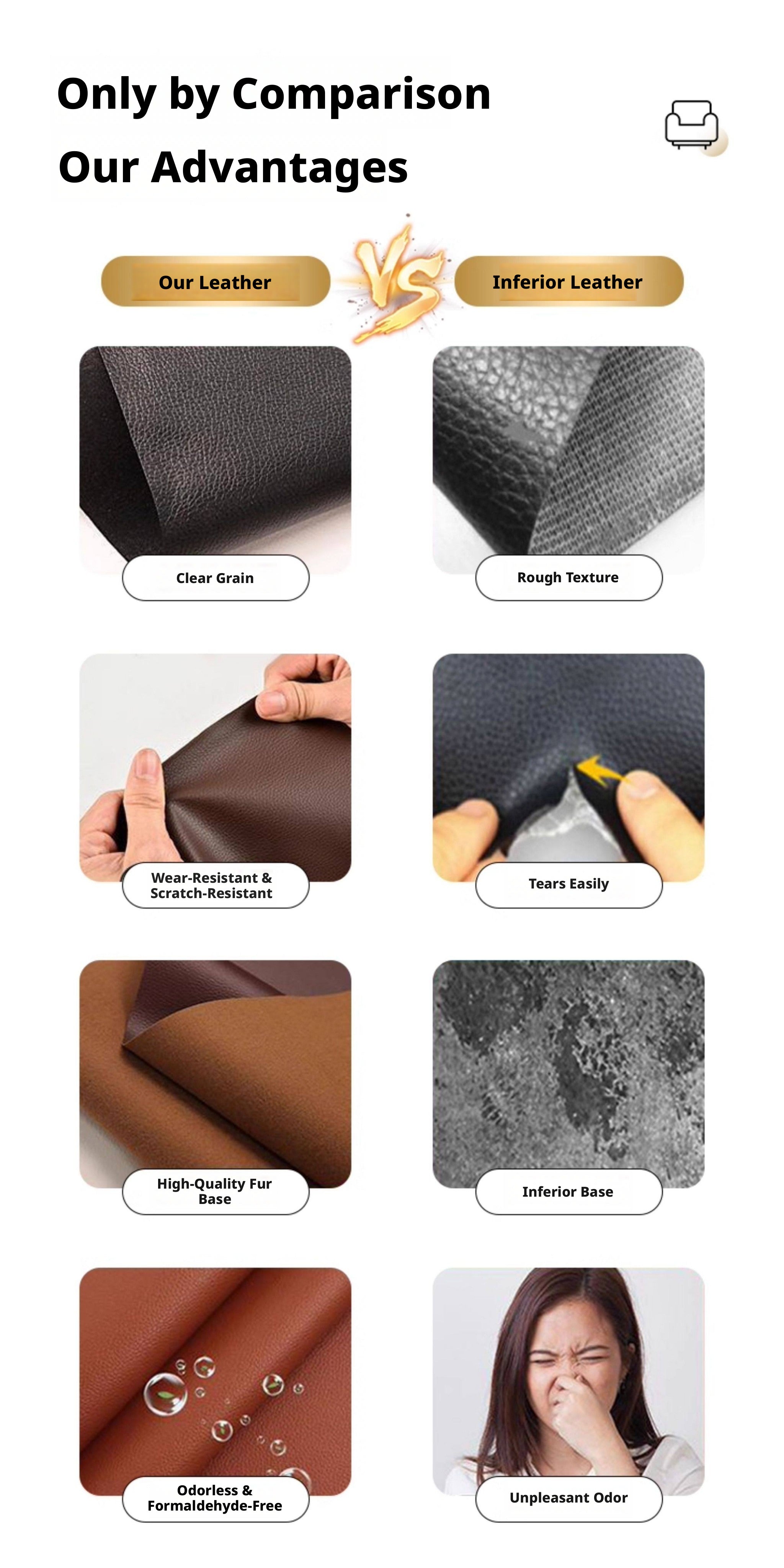 Strong Self-Adhesive Leather Repair Patch – 0.8mm Thick, Cut-to-Size for Sofa, Car Seat & Bag (Multiple Colors)