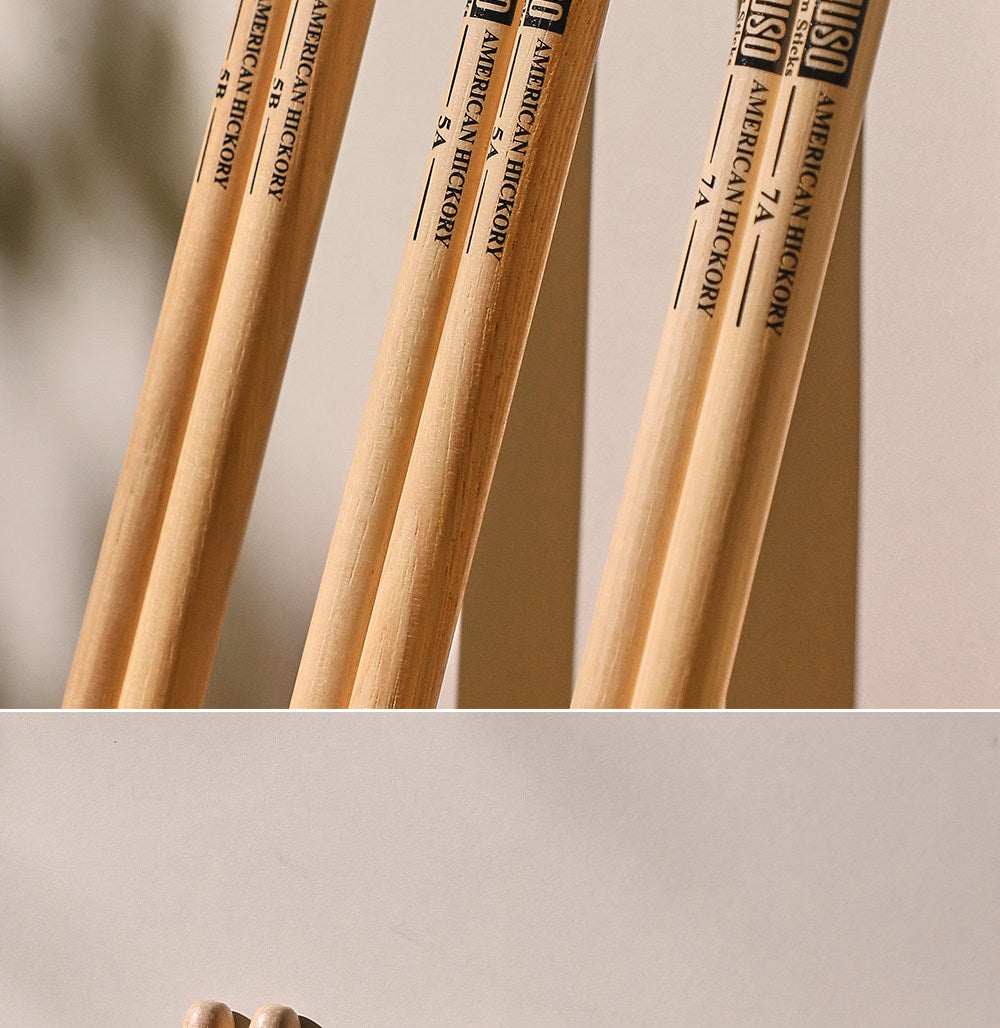 MUSO North American Wood Drumsticks – 7A / 5A / 5B (Hickory/Pecan) with Free Engraving