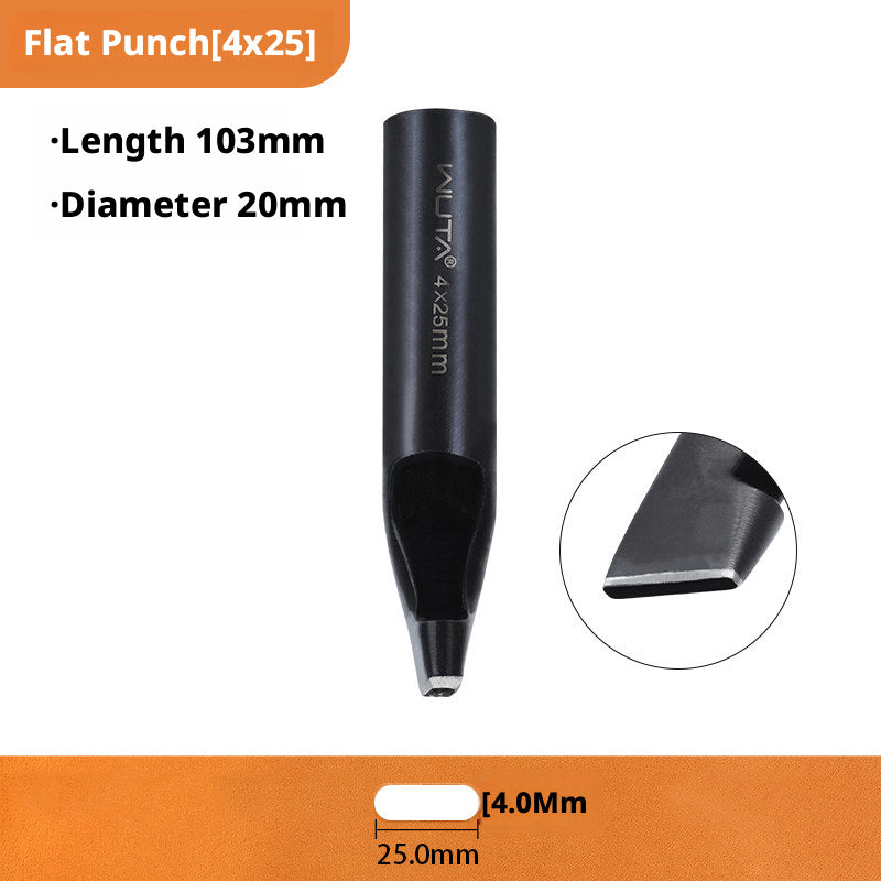 Black Flat Punch Set – Rectangular Hole Punches for Belts, Straps & Leathercraft (2‑5mm × 3‑25mm)