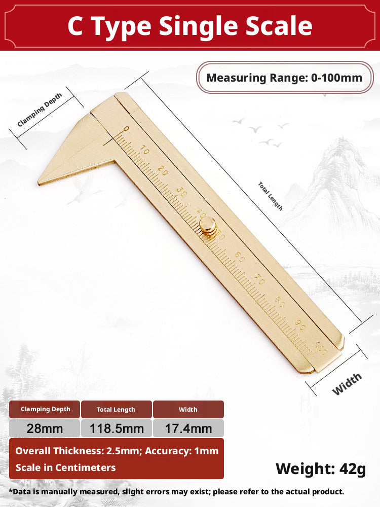 Solid Brass Mini Caliper Set – 0.1mm Accuracy, Jewelry & DIY Measurement