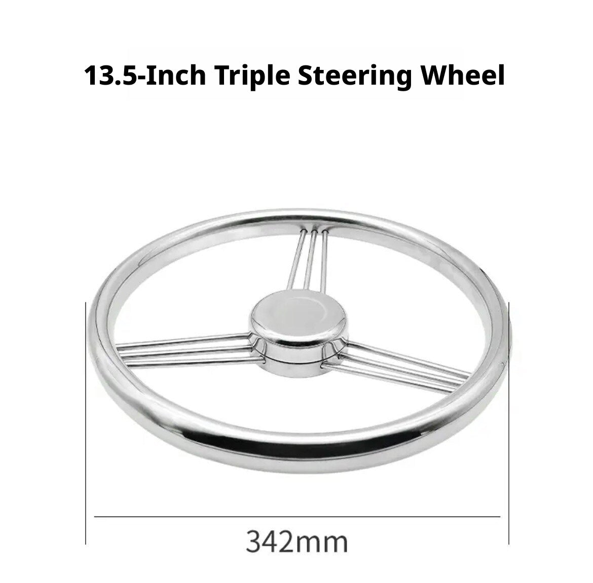 Marine Steering Wheel for Boats – Stainless Steel & Black Foam 11.5 to 15.5 Inch