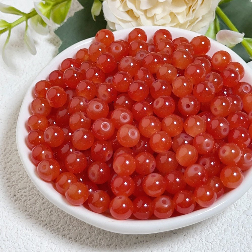 Glass Jelly Solid Color Beads – Imitation Jade Round Beads for DIY Bracelets, Necklaces, 6/8/10mm, 100pcs per Pack (White, Pink, Blue, Green, Beige, Purple) - HomeDIYer