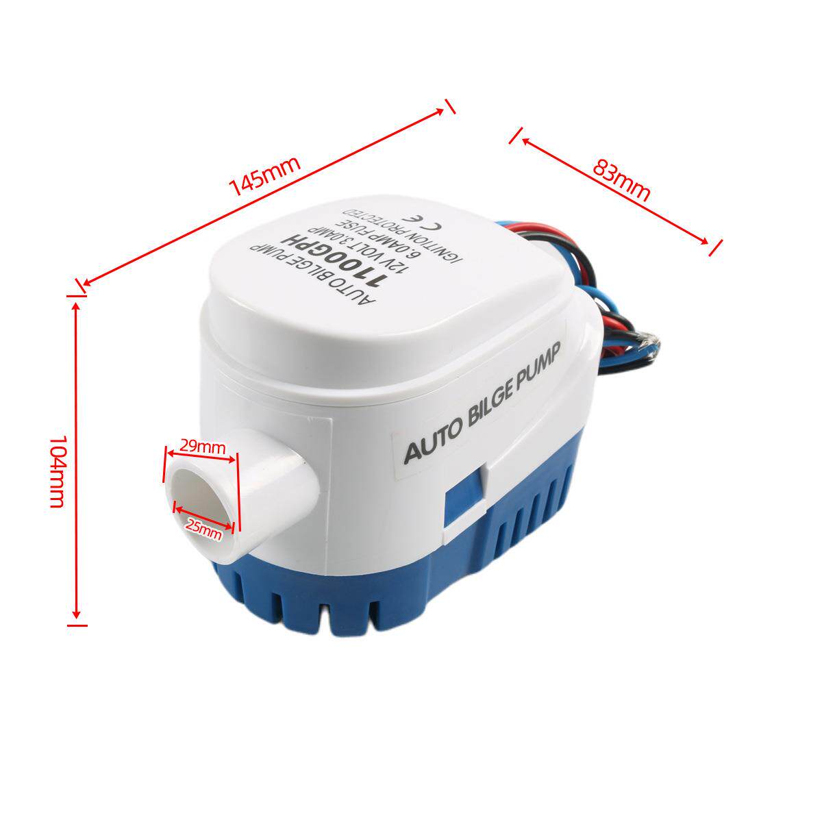 12V 1100GPH Automatic Submersible Bilge Pump – Marine Water Removal for Boats, RVs & Yachts