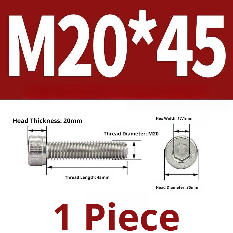 316 Stainless Steel Socket Head Cap Screws – Hex Allen Bolt, M2–M20, GB/T Standard, 4.8 Grade