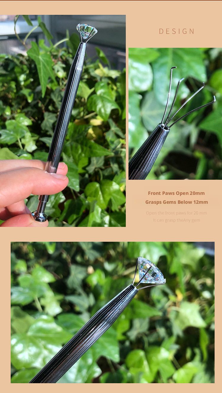 4-Claw Gemstone Picking Tweezers — Long Jewel Grab Tool for Diamonds & Loose Stones