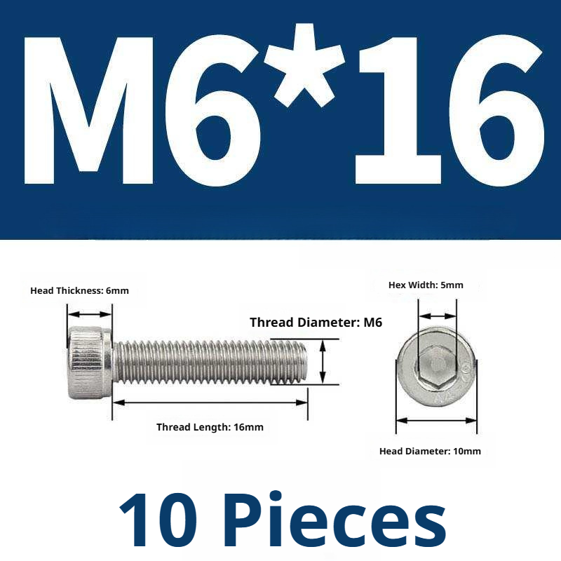 316 Stainless Steel Socket Head Cap Screws – Hex Allen Bolt, M2–M20, GB/T Standard, 4.8 Grade