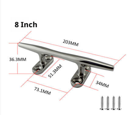 316 Stainless Steel Boat Cleat – Light Duty Horn Cleat for Docking & Mooring – 4 to 15 Inch Sizes with Hardware Included