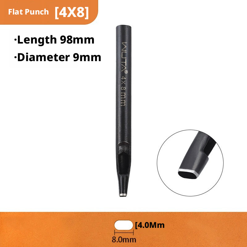 Black Flat Punch Set – Rectangular Hole Punches for Belts, Straps & Leathercraft (2‑5mm × 3‑25mm)