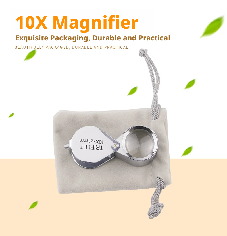 10x/20x/30x Foldable Jewelry Loupe – Triplet Lens, Metal Body