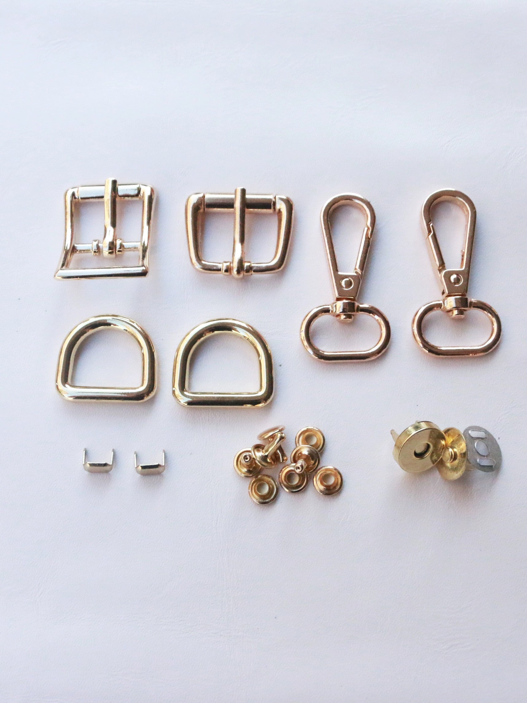 DIY Leather Bag Hardware Complete Set – Kelly, Cambridge, Saddle, Vegetable Basket + Shoulder Straps (Gold Chain & Fabric)