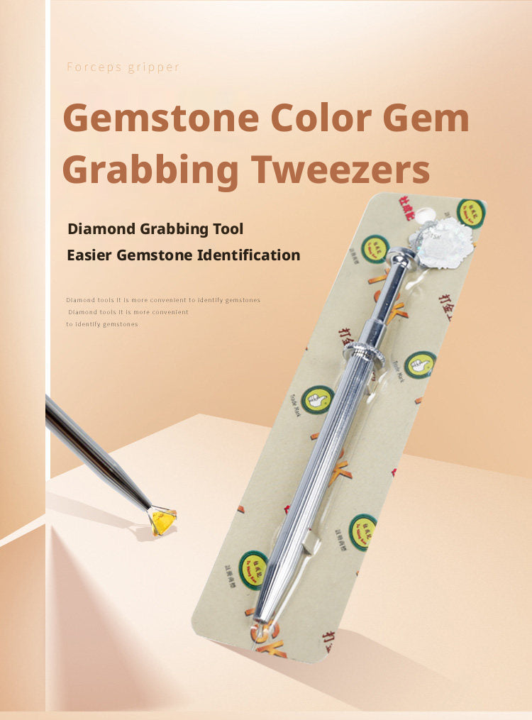 4-Claw Gemstone Picking Tweezers — Long Jewel Grab Tool for Diamonds & Loose Stones