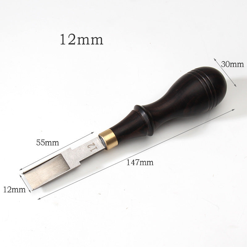 Leather Roughing Scraper Tool – Purple Sandalwood Handle Stainless Steel Blade, Curved & Flat