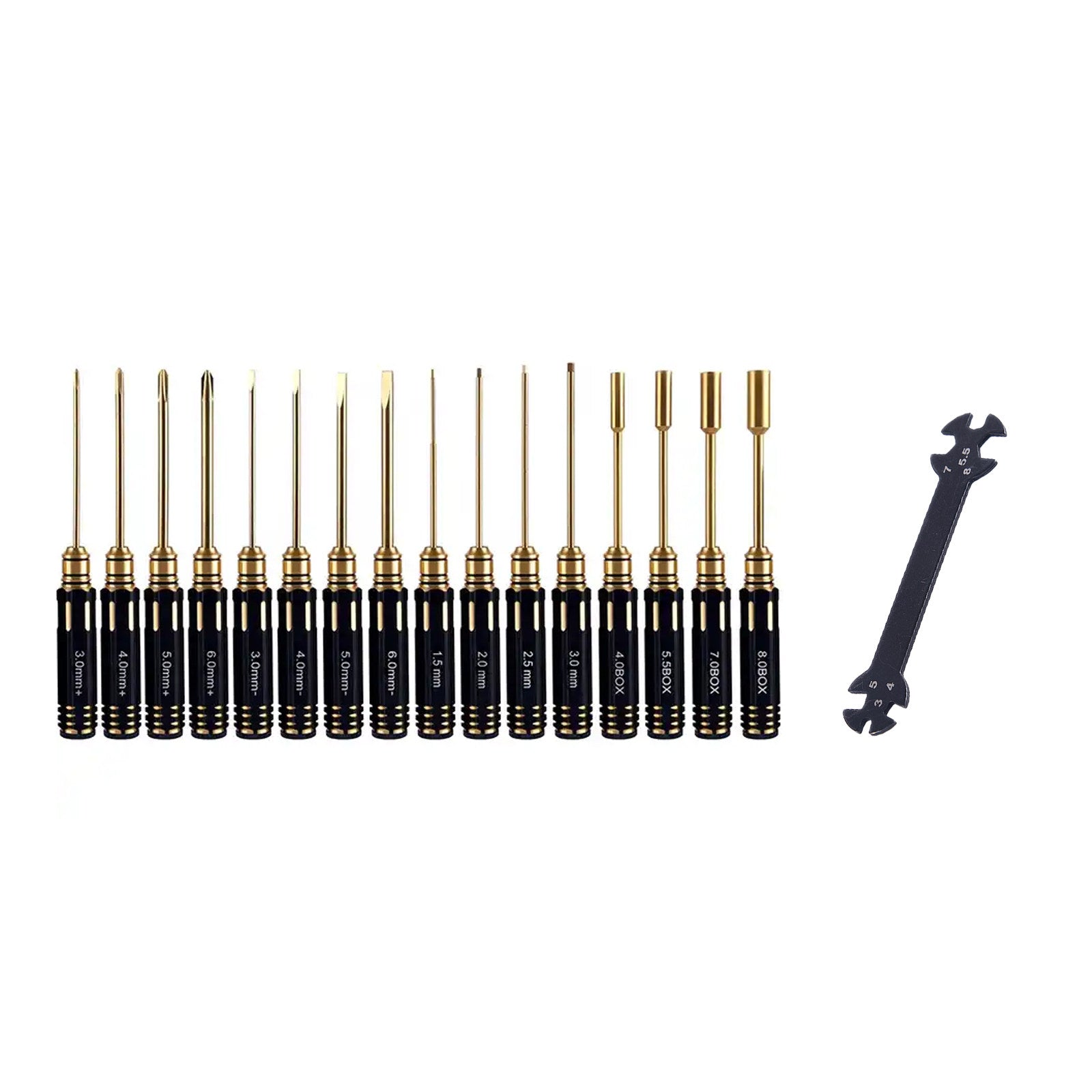Precision Titanium Coated Hex Screwdriver Set - High Hardness 7-Piece Repair Tool Kit for RC Cars, Boats & Drones