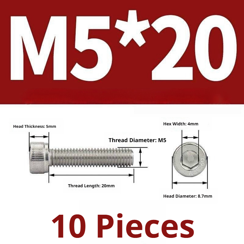 316 Stainless Steel Socket Head Cap Screws – Hex Allen Bolt, M2–M20, GB/T Standard, 4.8 Grade