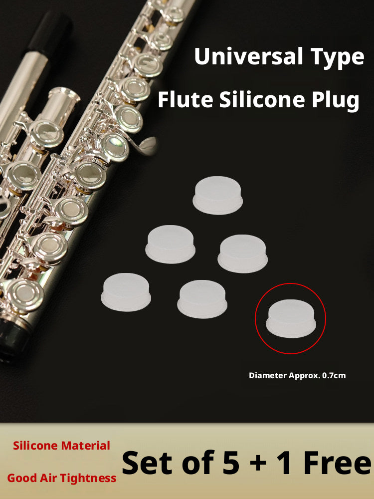 Universal Flute Open‑Hole Silicone Plugs – Set of 6 (5 + 1 Free), for Tone Key Covers