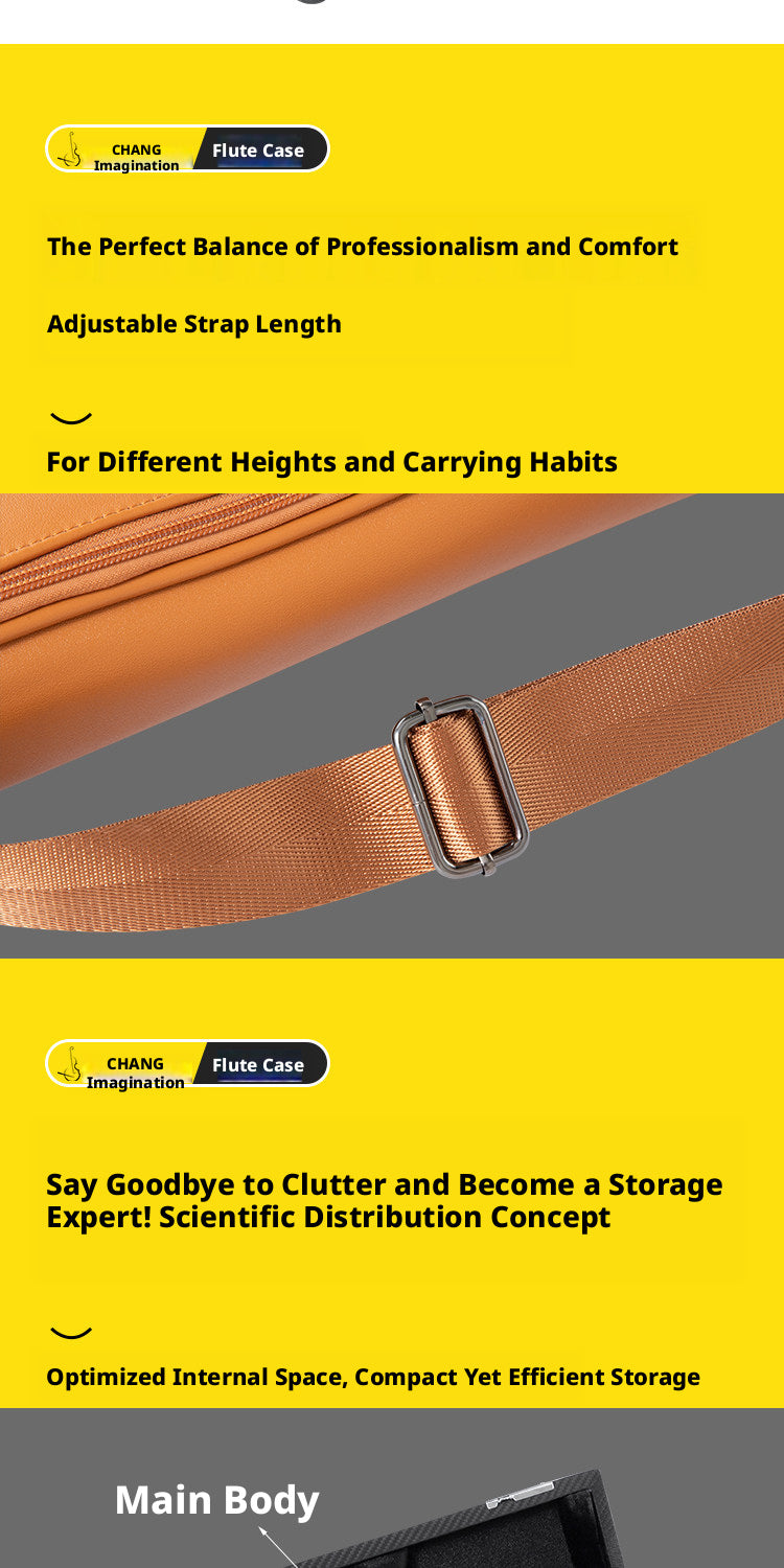 CHANG Flute Case – 16/17 Hole, Piccolo, Head Joint, Leather/Oxford, Backpack Style (Bamboo Weave)