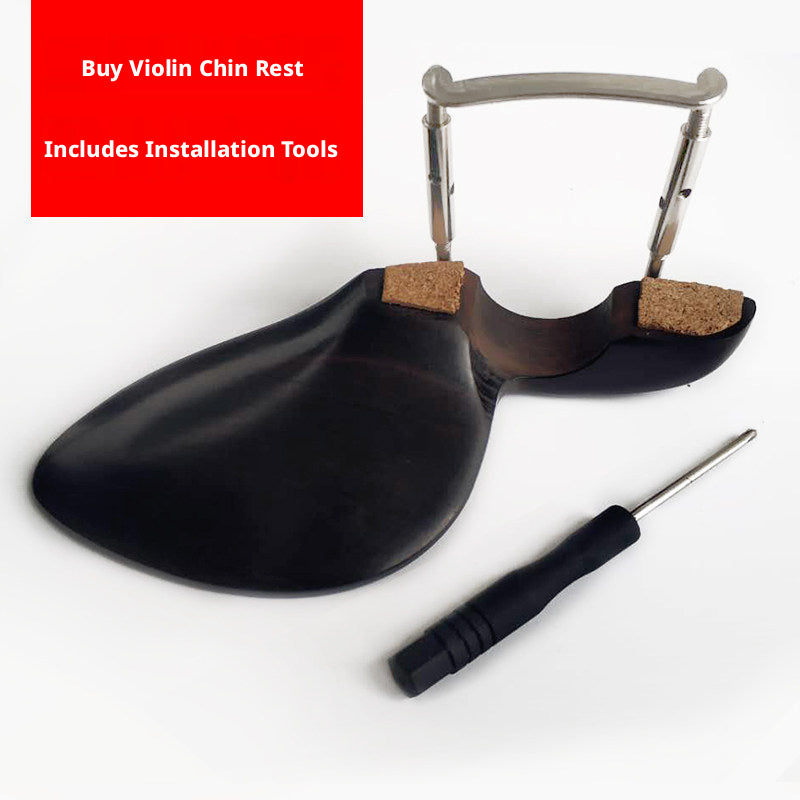 Violin Chin Rest with Screws, Cork & Screwdriver – Ebony / Jujube Wood / Imitation Ebony (4/4, 3/4, 1/2, 1/4, 1/8)