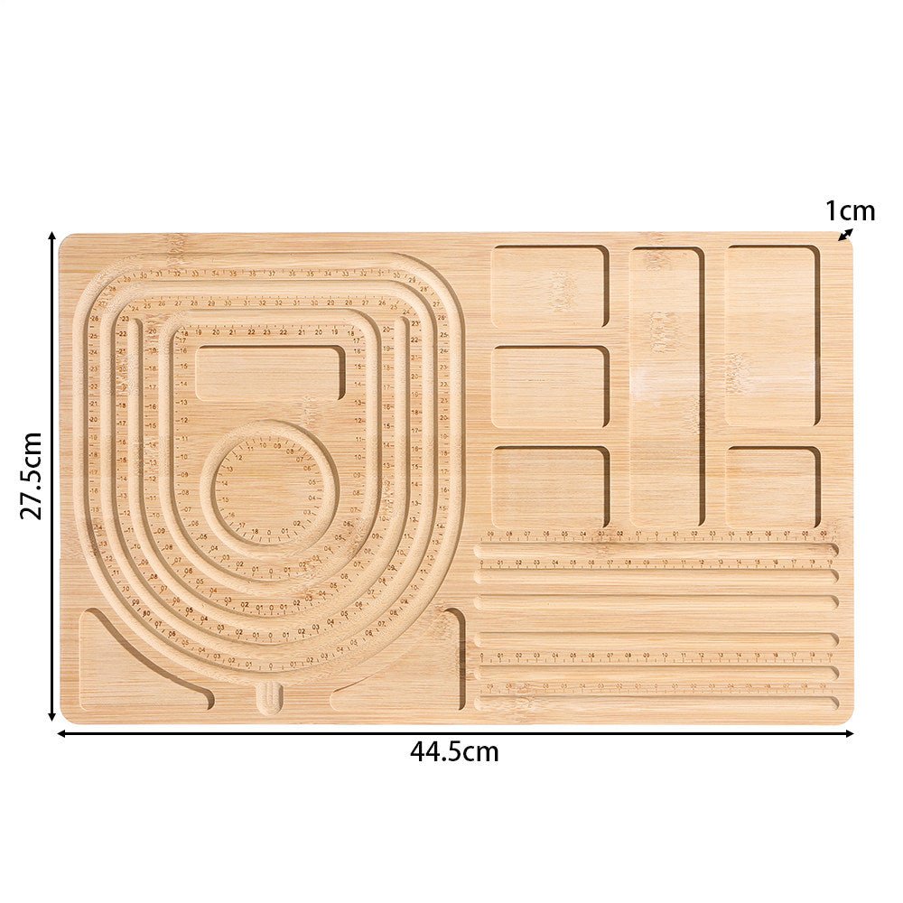 Bead Design Board Set – 13 - 20cm Bracelet Sizer, Necklace Layout Plate, Wooden & Acrylic Trays with Beading Needles, Rope Braider & Storage Bags - HomeDIYer