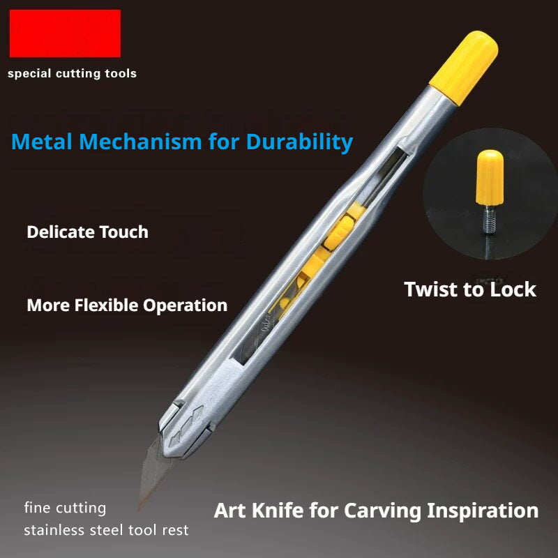 Anti‑Wobble Utility Knife for Leather Cutting – Metal Handle + 30°/60° Blades (9mm)