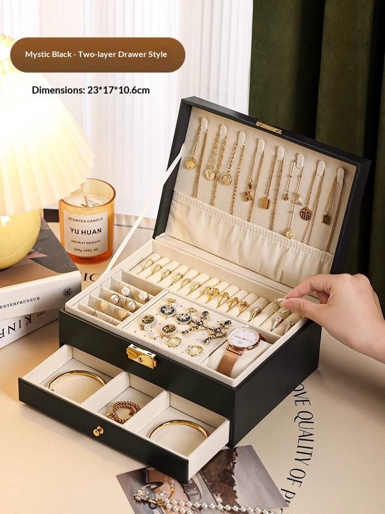 Medieval - Style Large Capacity Jewelry Box – 3 Layers, Lock, Watch Pillow - HomeDIYer