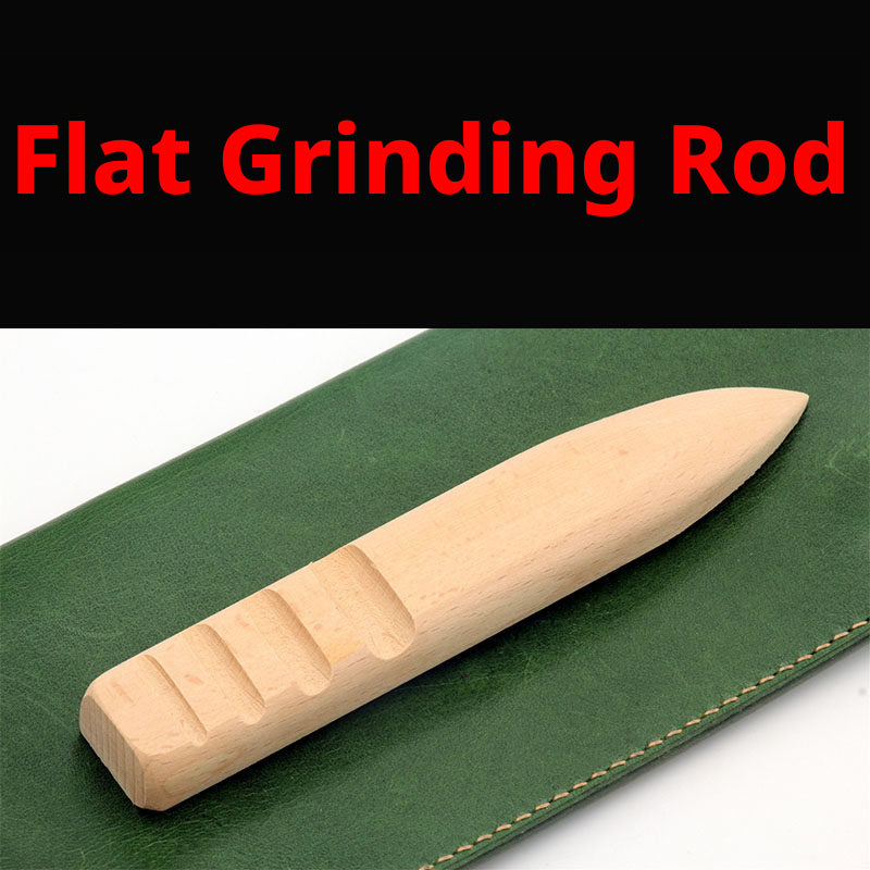 Beech Wood Sanding Stick Set – Round, Flat & Disc Burnisher for Leather Edge Finishing