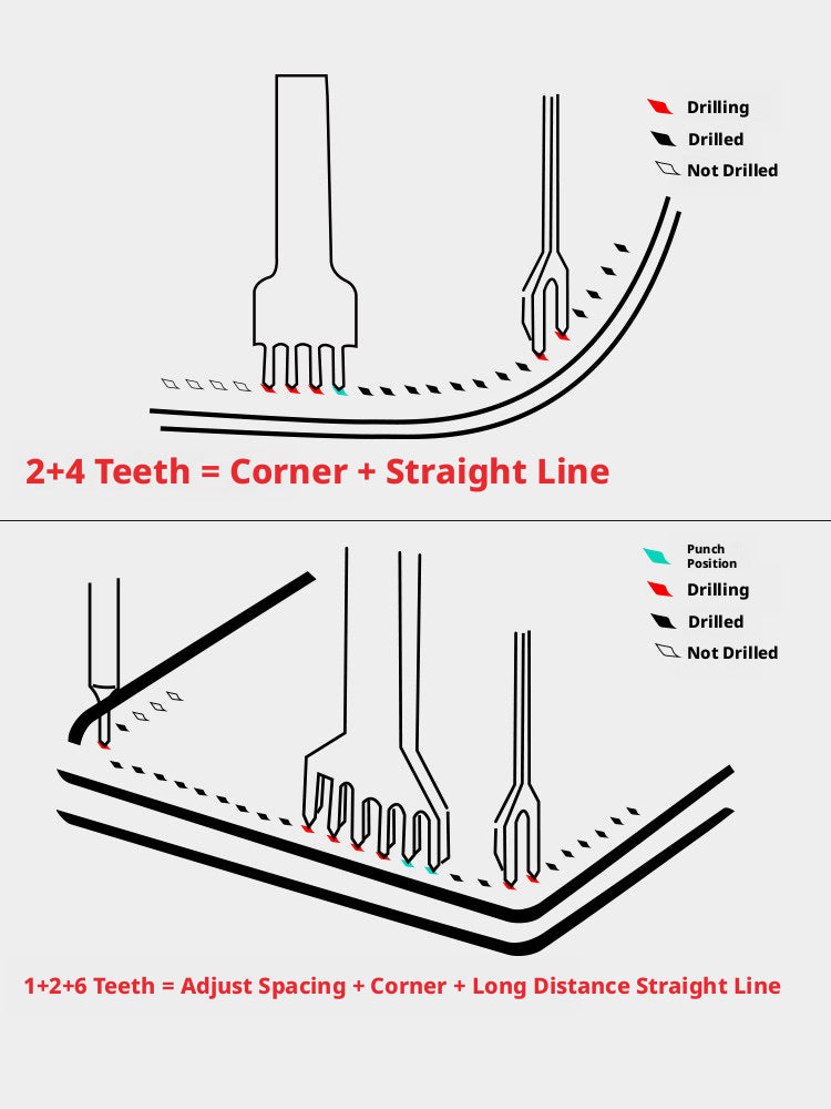 White Steel Diamond Chisel Set – 3/4/5/6mm Spacing, 1/2/4/6 Teeth for Leather Stitching