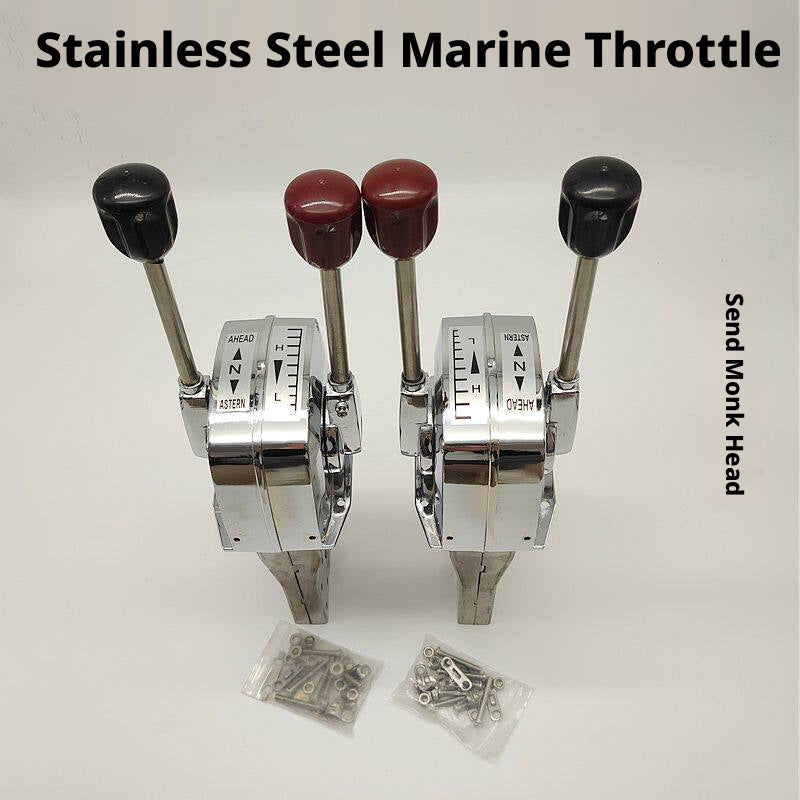 Stainless Steel Outboard Throttle Controller Kit – Complete Set with 2 Cables & Stud for Boat Repair