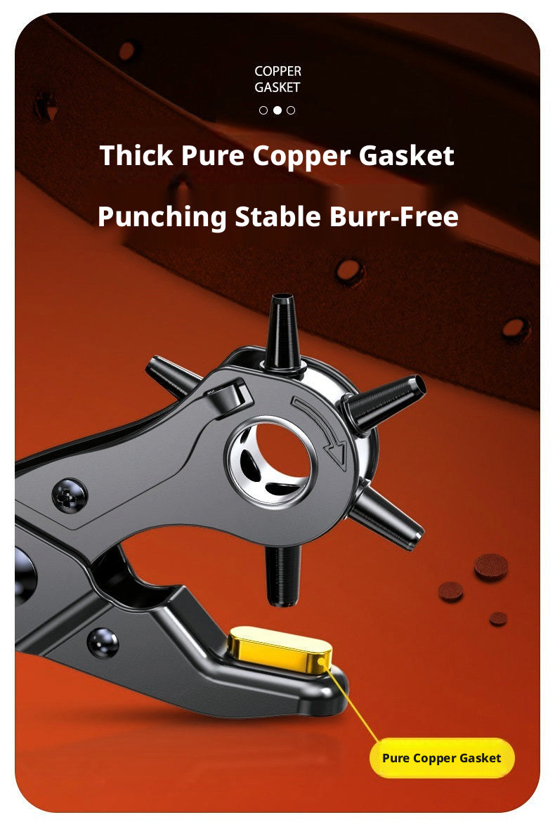 Deli Belt Punch Pliers – Labor‑Saving 6‑Size Rotary Hole Punch for Leather, Belts, Watch Straps
