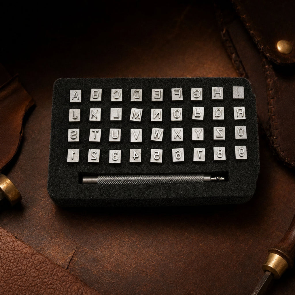 36-Piece Leather Letter & Number Stamp Set – A–Z + 0–9 Alphabet Punch Kit for Leathercraft