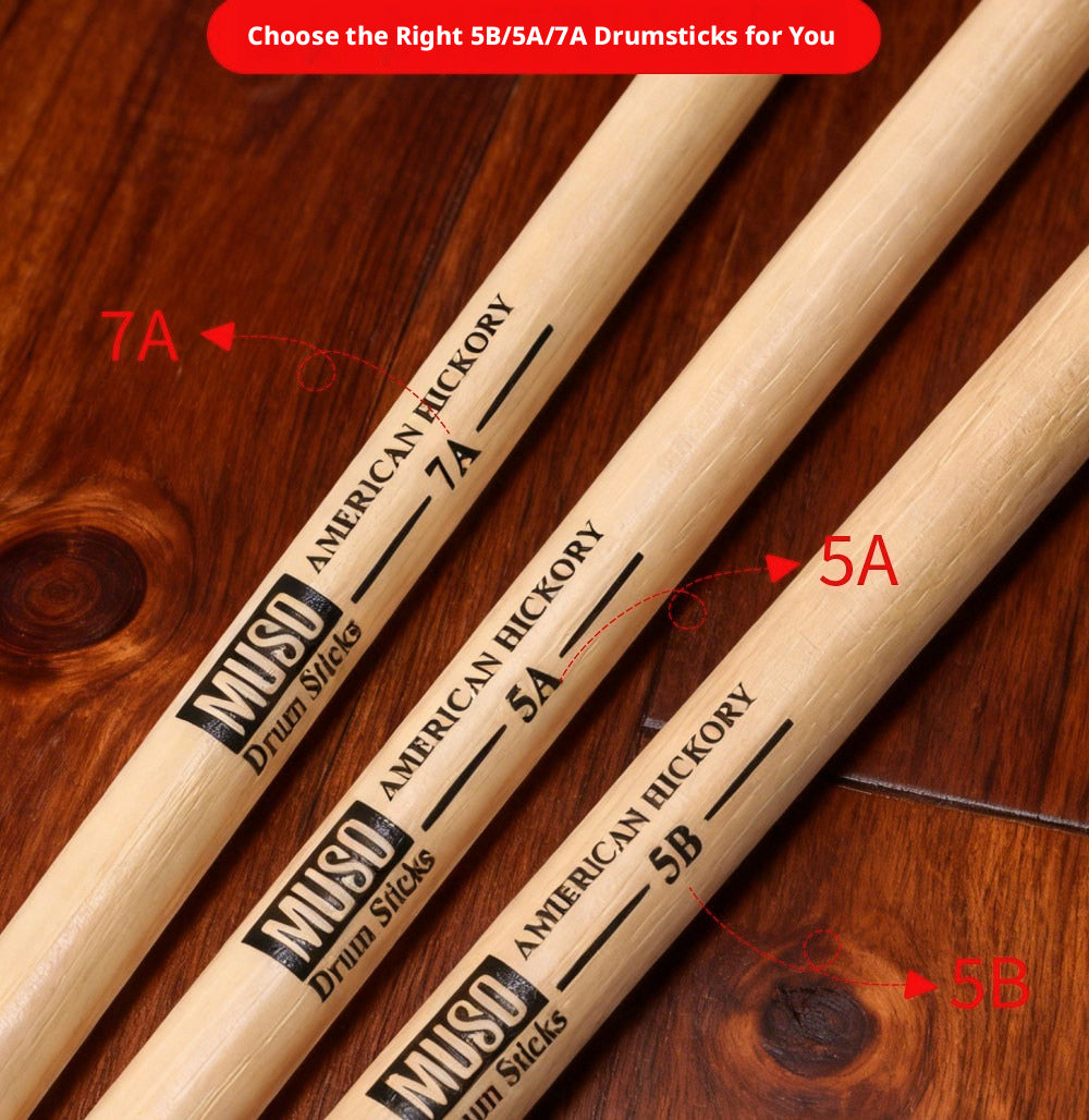 MUSO North American Wood Drumsticks – 7A / 5A / 5B (Hickory/Pecan) with Free Engraving