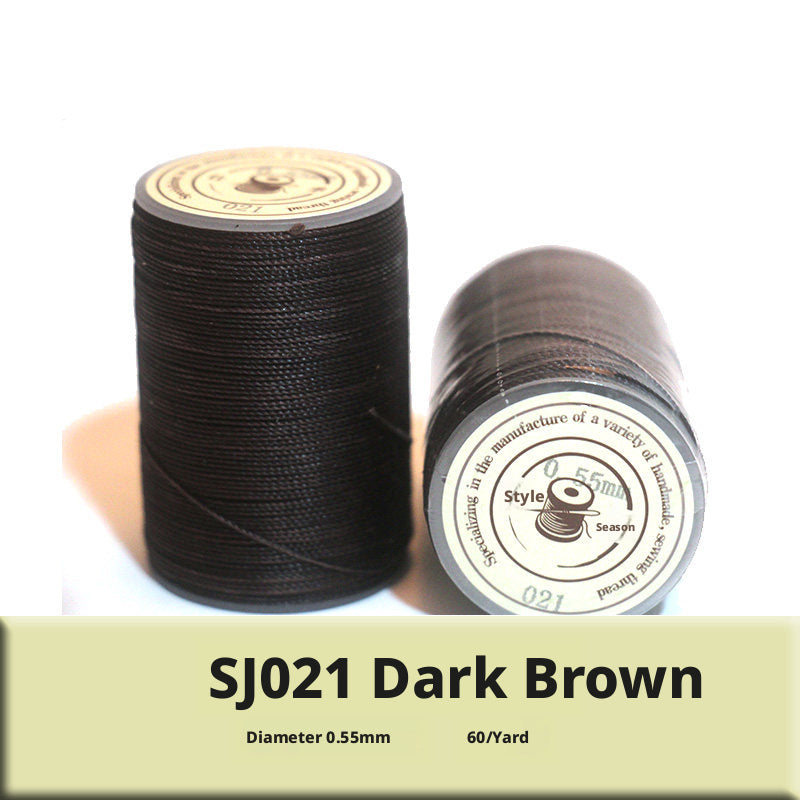 0.55mm Round Waxed Polyester Thread – 63 Colors, 60m Roll for Hand Sewing Leather, Bags, Belts