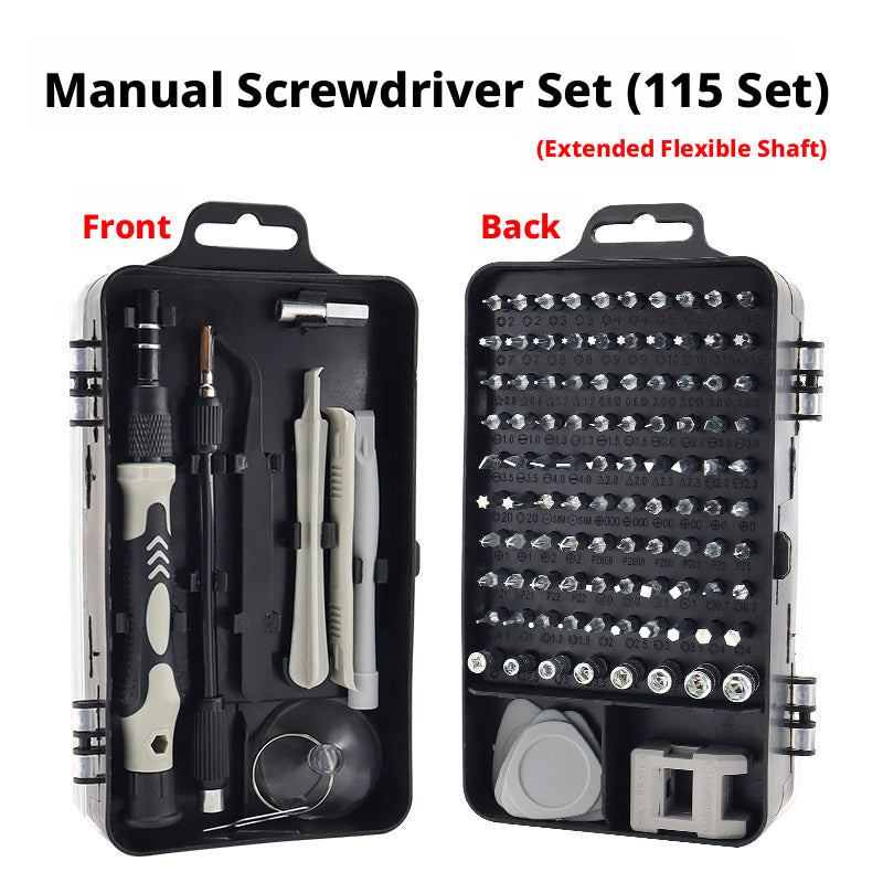 114/115-in-1 Precision Screwdriver Set with 98 Bits — Phone, Laptop & Electronics Repair Kit