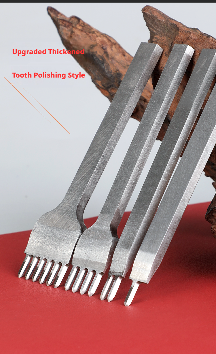 White Steel Diamond Chisel Set – 3/4/5/6mm Spacing, 1/2/4/6 Teeth for Leather Stitching