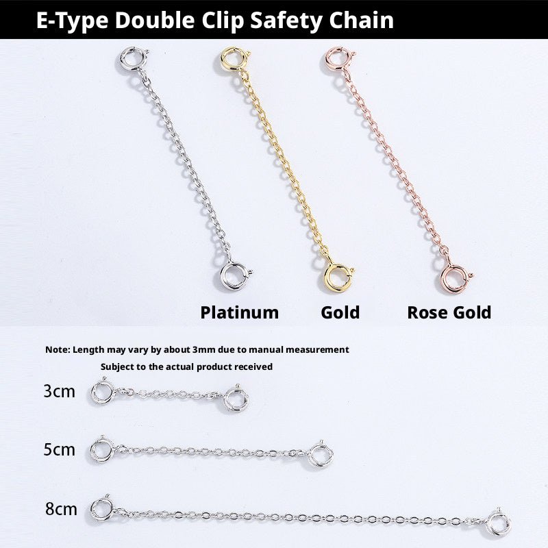 S925 Sterling Silver Extension Chain – 3 - 15cm, Double Safety Clasp - HomeDIYer