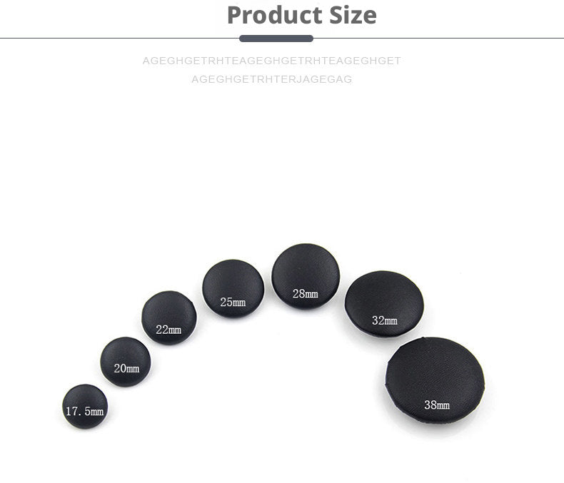 Black Leather Buttons – Multiple Sizes 11mm to 38mm for Coats, Jackets & DIY Crafts (6 or 12 Pack)