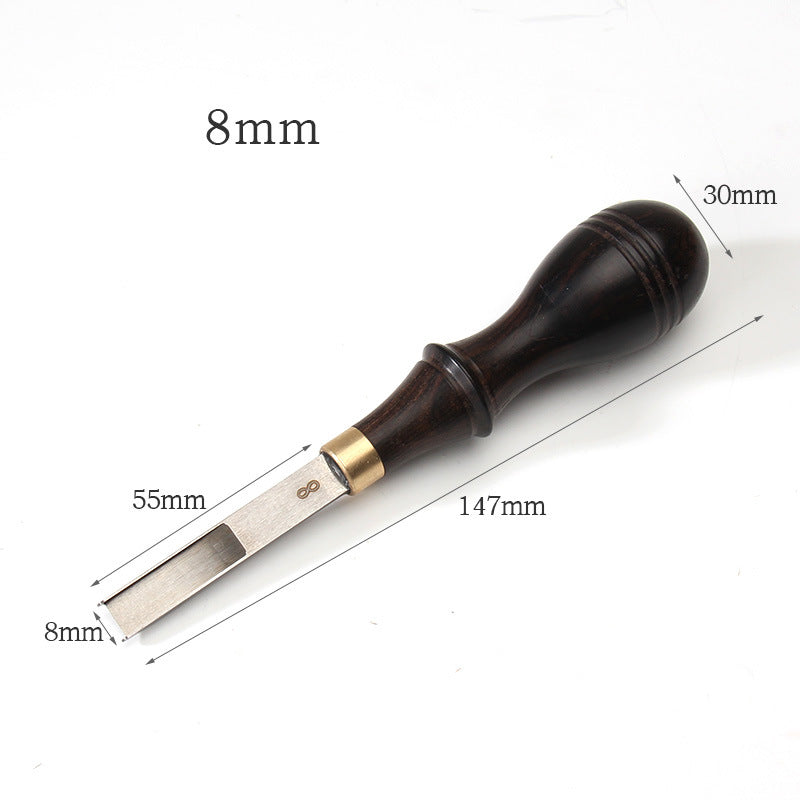 Leather Roughing Scraper Tool – Purple Sandalwood Handle Stainless Steel Blade, Curved & Flat