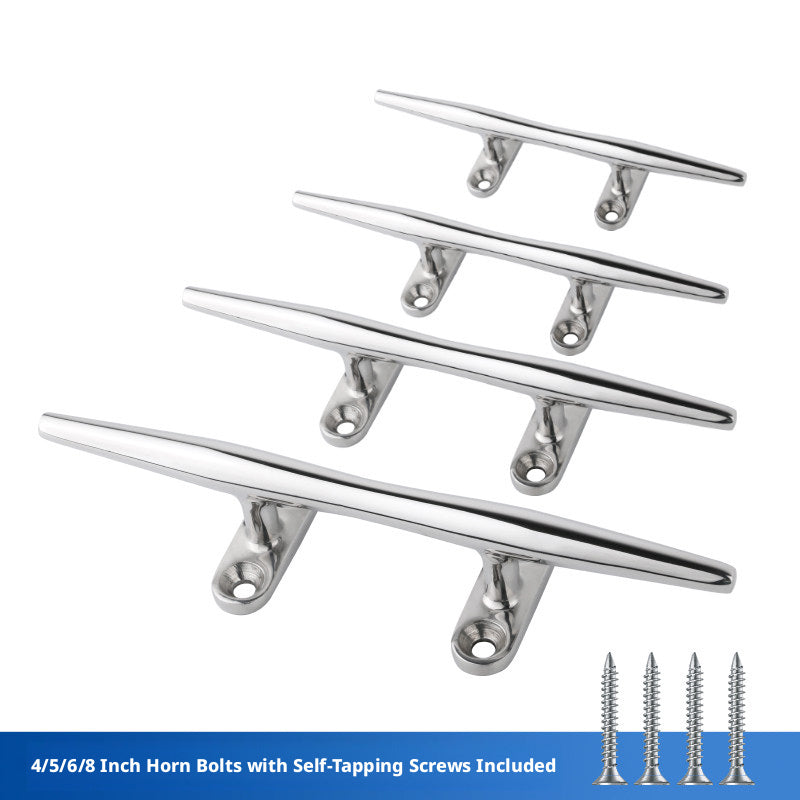 316 Stainless Steel Boat Cleat – Light Duty Horn Cleat for Docking & Mooring – 4 to 15 Inch Sizes with Hardware Included
